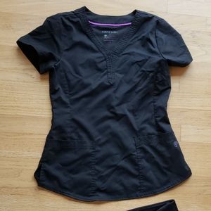 Purple label by healing hands black scrub set